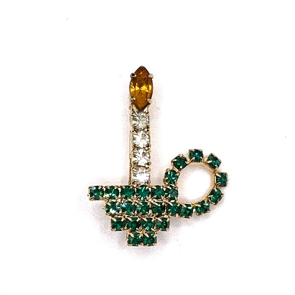 Vintage Unsigned Rhinestone Sleigh Candle Wreath Christmas Pins Brooches 3 - Picture 3 of 7